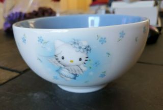 Sanrio Vintage Hello Kitty Blue Angel Wings Ceramic Cereal Bowl