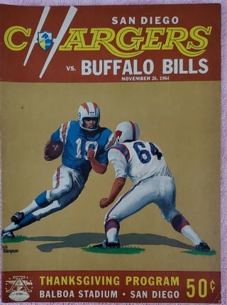 1964 Afl Football Program,  San Diego Chargers Vs Buffalo Bills,  Balboa Stadium
