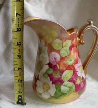 Antique Hand Painted Coronet Limoges Pitcher