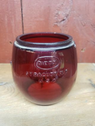 Vintage Red Dietz Little Wizard Lantern Glass Globe Railroad Miners Lamp Diy B
