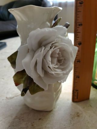 Antique Stellmacher Turn Teplitz Vase Austria Applied White Rose Barbotine Style 3
