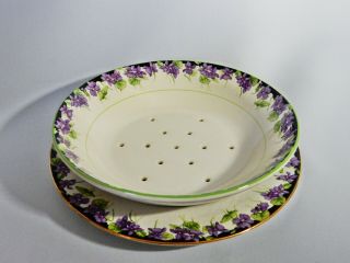 Antique Art Deco Royal Doulton Violets Vegetable Strainer Plate Dish Bowl D3439