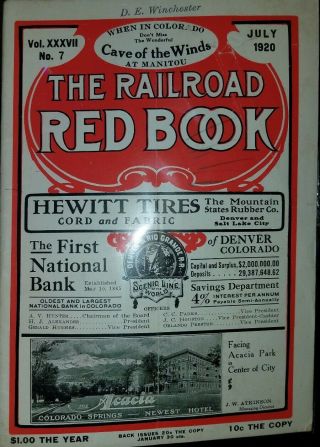 Vintage The Railroad Red Book Denver & Rio Grande Western No.  7 July 1920