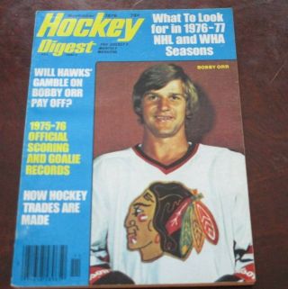 Hockey Digest November 1976 Bobby Orr Chicago Black Hawks Glenn Hall Bobby Hull