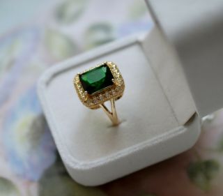 Vintage Art Deco Jewellery Gold Ring Emerald And White Sapphires Antique Jewelry