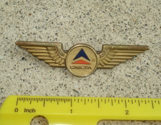 Vintage Delta Airlines Stoffel Seals Gold Pilot Wings Hat Brooch Lapel Pin 2 5/8
