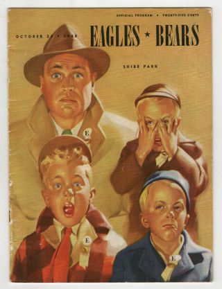 1948 Philadelphia Eagles Chicago Bears Nfl Football Program Shibe Park Van Buren