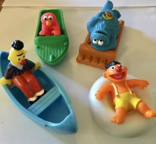 Vintage Sesame Street Boat Carousel Bath Toys: Elmo,  Cookie Monster,  Bert & Ernie