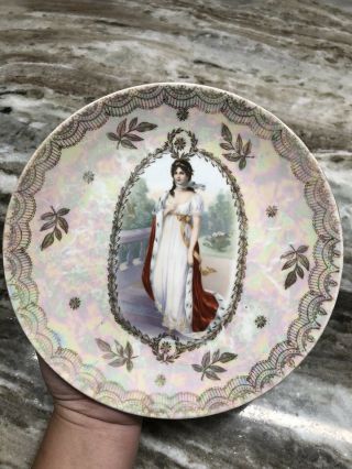 Antique 1902 - 1937 Plate Prov Saxe Es Germany Royal Woman Lusterware