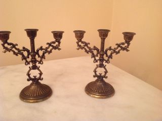 Vintage Brass Candelabras Made In Italy Candle Stick Holders