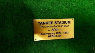 Yankee Stadium Seat 50th Anniversary Brass Nameplate