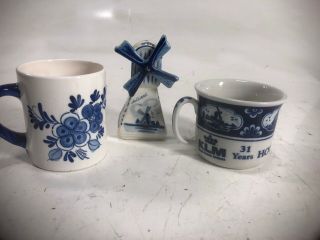Klm Airlines 31 Years Coffee Cup Mug,  Floral Mug,  And Windmill Ceramic