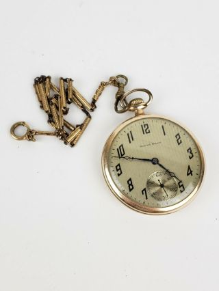 Antique Art Deco South Bend Gold Filled Pocket Watch & Vest Chain - Repair