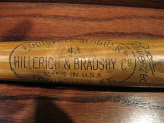 1960s Hillerich & Bradsby Louisville Slugger Model 43 Outfield Fungo Bat 37 Inch