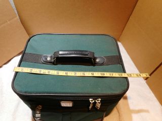 Vtg Amelia Earhart Case Cosmetic Make Up Carry On Luggage Mirror Forest Green