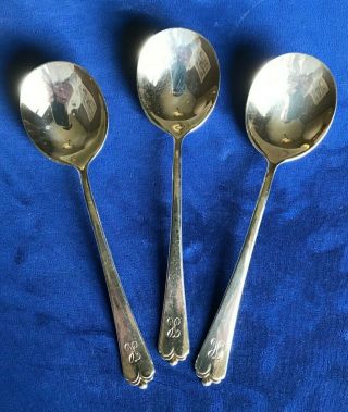 Watson Lotus Sterling Silver Cream Soup Spoons Set Of 3 Spoons