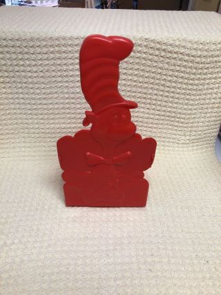 Vtg Dr Suess Cat In The Hat Childs Book Rack Holder Big Red Plastic Organizer