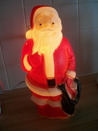 Vintage Empire 13 " Christmas Light Up Santa Blow Mold Dated 1968