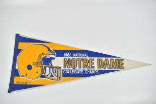 Vintage Notre Dame Football 1988 National Collegiate Champs 29 " Pennant Irish
