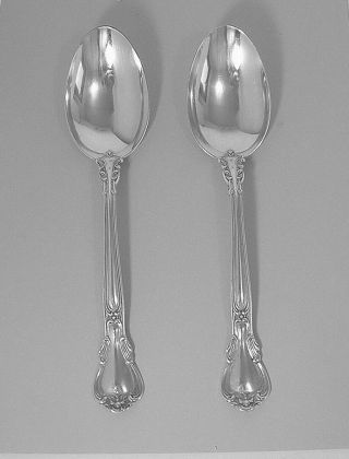 2 Sterling Silver Gorham Chantilly Serving Spoons Pat.  1895 No Monogram