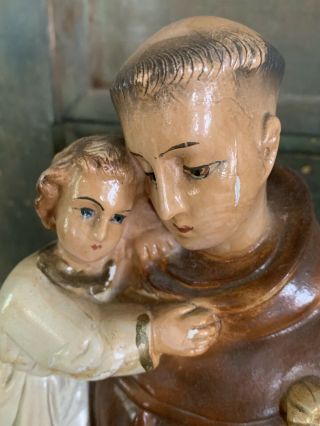 Antique /vintage Religious Saint Anthony Statue - Chalkware