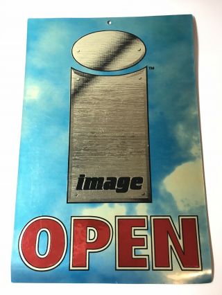 Vintage 1990’s Image Comic Books Open Closed Chromium Store Display Door Sign