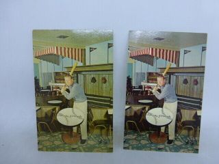 2 Vintage Mickey Mantle Holiday Inn Postcard - - York Yankees