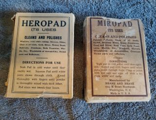 Set of 2 Antique 1920 ' s Heropad and Miropad Car Polisher Boxes Graphics HTF 2