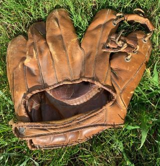 Vintage Leather Us Navy Special Services Softball Glove Mitt Gripper Pocket Sb80