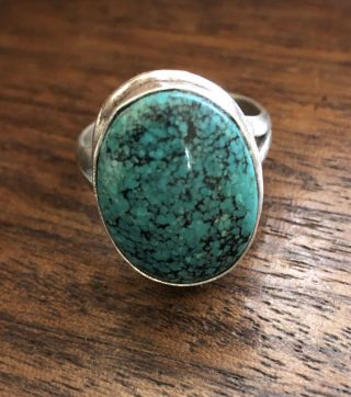 Vintage Antique Sterling Silver Men’s Spiderweb Turquoise Ring Size 9