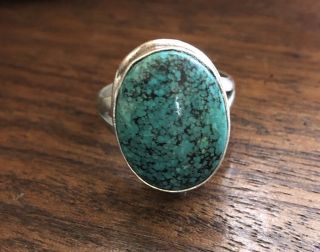 Vintage Antique Sterling Silver Men’s Spiderweb TURQUOISE RING Size 9 3