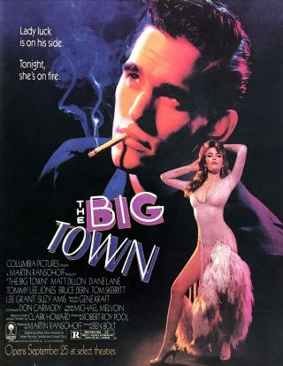 1987 Matt Dillon Diane Lane " The Big Town " Movie Release Vintage Promo Print Ad