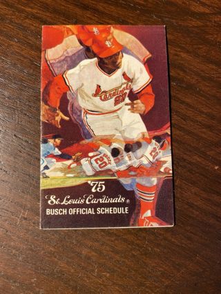 1975 St.  Louis Cardinals Baseball Schedule Busch Bavarian Sponsor Lou Brock