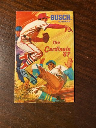 1967 St.  Louis Cardinals Baseball Schedule Busch Bavarian Sponsor Nm