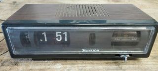 Vintage Emerson R5004 Flip Rolling Clock Alarm Am Fm Radio Fully Functional