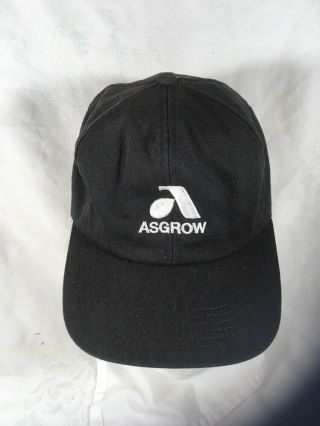 Vintage Asgrow Seed Hat Cap Snap Ag Farmer Black White Usa