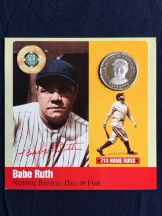1990 Hof Legends Of Baseball 500 Hr Club Babe Ruth Pure (. 999) Coin