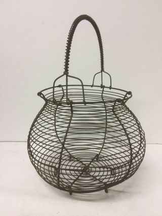 Early French Wire Egg Gathering Basket With Handle Pr530