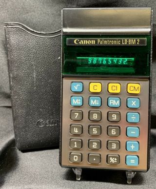 Vintage Rare Canon Palmtronic Ld - 8m 2 Retro Electronic Calculator With Sleeve