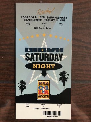 2004 Nba All Star Weekend Game Ticket Saturday Dunk Contest Lakers Shaq Mvp