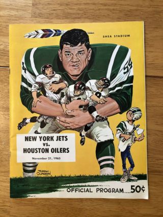 1965 York Jets Afl Football Program V.  Houston Oilers Joe Namath Rookie Year