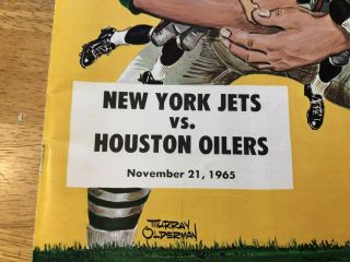 1965 YORK JETS AFL FOOTBALL PROGRAM v.  HOUSTON OILERS JOE NAMATH ROOKIE YEAR 2