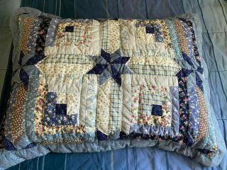 Vintage Handmade Patchwork Crochet Embroidery Full / Queen Pillow Case