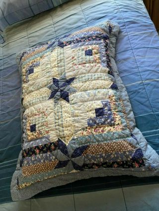 Vintage Handmade Patchwork Crochet Embroidery Full / Queen Pillow Case 3