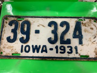 Vintage Iowa License Plate.  Guthrie County,  1931