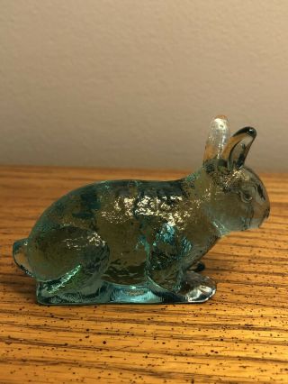 Vintage Mosser Blue Glass Bunny Rabbit Figure 3.  5” Rare
