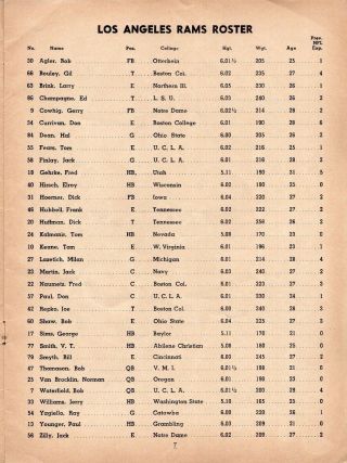 1949 (Oct.  30) NFL Football Program,  Chicago Bears @ Los Angeles Rams Fair 3