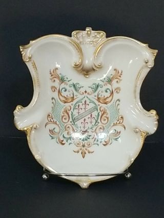 Vintage Lenox Coat Of Arms Decorated With 24 - K Gold Trim Cigar Ashtray Dish