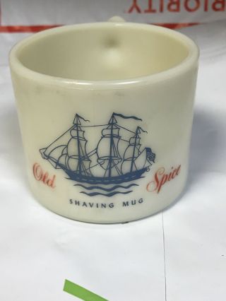 Vintage Early American Old Spice Shaving Mug Cup Ivory Milk Glass 15 Shulton