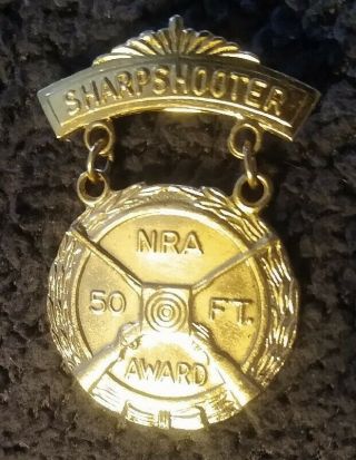 Collectible Vintage Nra Sharpshooter 50 Ft.  Award Pin National Rifle Association